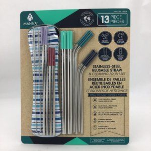 Manna | Reusable Stainless-Steel Straws | 13 Piece